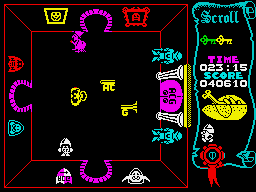 Atic Atac (ZX Spectrum) screenshot: All the key pieces found.