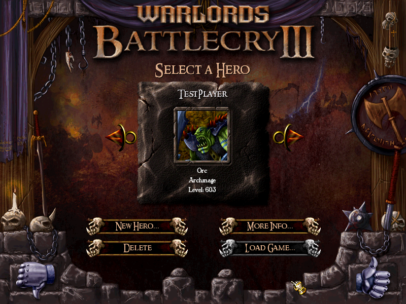 Warlords: Battlecry III (Windows) screenshot: Selecting Hero.