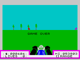 Deathchase (ZX Spectrum) screenshot: Game Over.