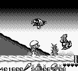The Smurfs Travel the World (Game Boy) screenshot: The kangaroo is a boxer in Australia (male).