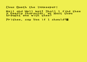 Dunjonquest: Temple of Apshai (Atari 8-bit) screenshot: Create a new character?