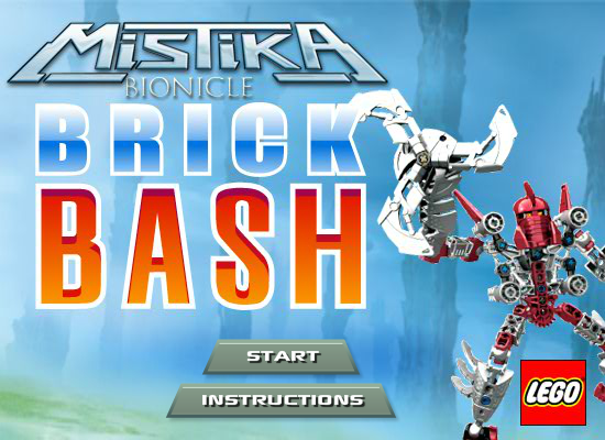 Bionicle Mistika: Brick Bash (Browser) screenshot: Title screen.