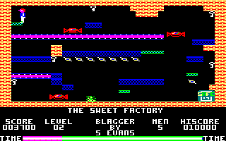 Blagger (Amstrad CPC) screenshot: Level 2: The Sweet Factory