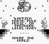 The Smurfs Travel the World (Game Boy) screenshot: Main menu