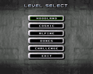 MAX Rally (Amiga) screenshot: Level selection