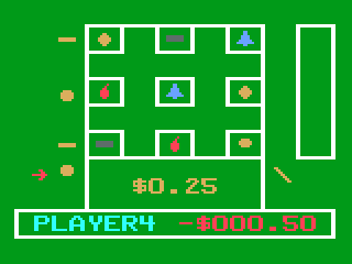 Casino Slot Machine! (Odyssey 2) screenshot: Selecting the rows to bet.