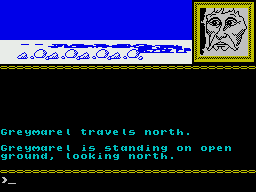 Runestone (ZX Spectrum) screenshot: Exploring ordinary land