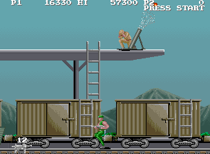 M.I.A.: Missing in Action (Arcade) screenshot: At the rail yard