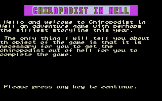 Chiropodist in Hell (Atari ST) screenshot: The story so far