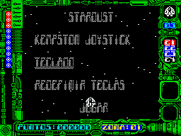 Star Dust (ZX Spectrum) screenshot: Main menu
