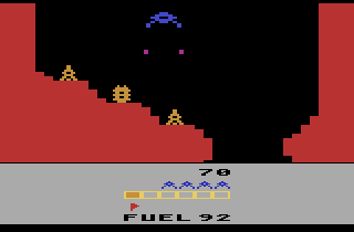 Caverns of Mars (Atari 2600) screenshot: Firing a shot