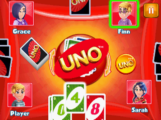 Uno & Friends (J2ME) screenshot: Uno!!! he shouted