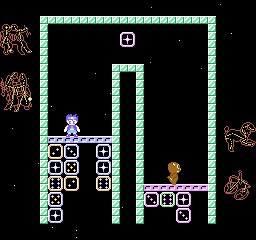Palamedes II: Star Twinkles (NES) screenshot: Both desperately search for a matching block