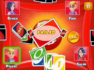 Uno & Friends (J2ME) screenshot: Challenge failure