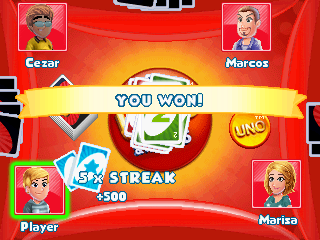 Uno & Friends (J2ME) screenshot: Winning a game