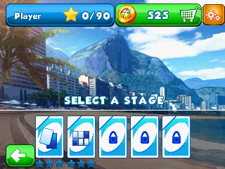 Uno & Friends (J2ME) screenshot: Each venue has five stages