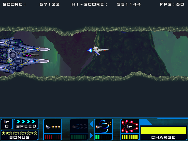 Satazius (Windows) screenshot: Being chased by a boss through a tunnel