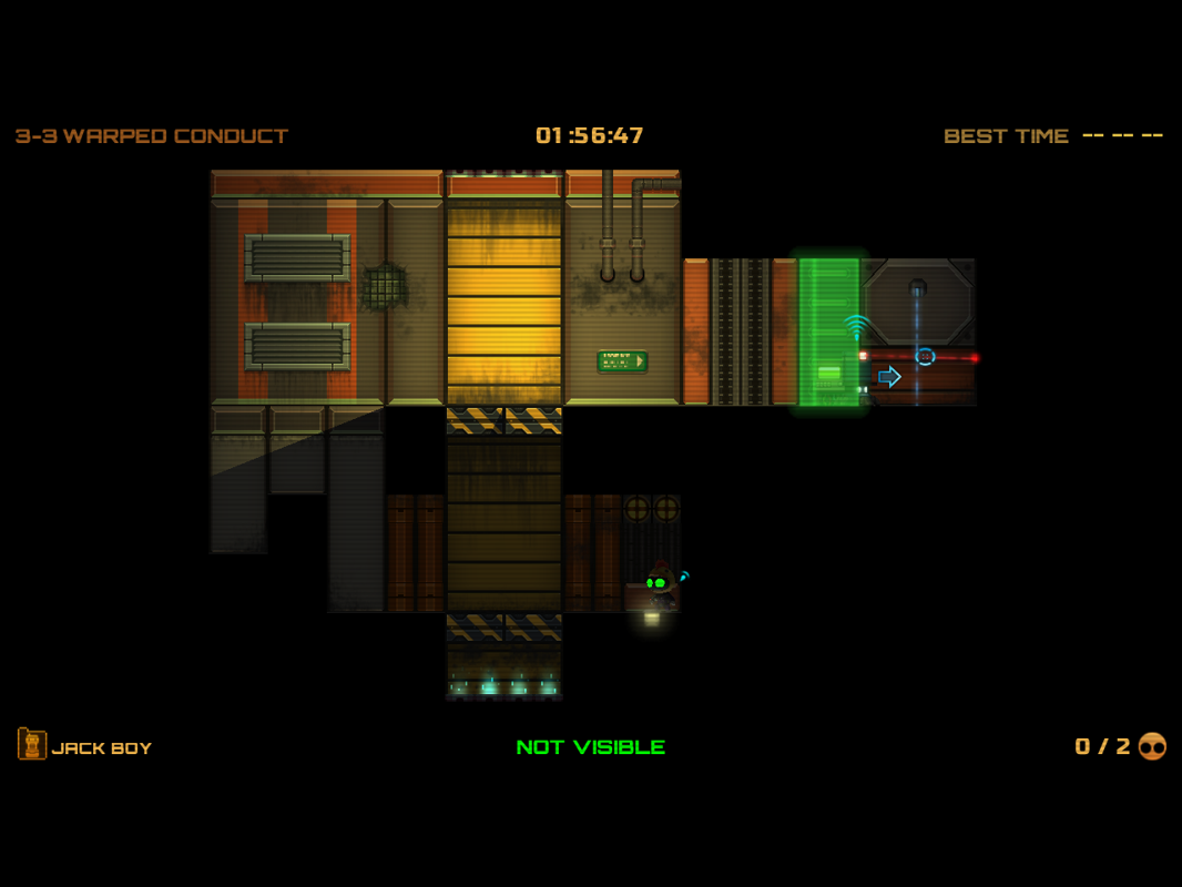 Stealth Inc. 2: A Game of Clones (Windows) screenshot: These green shields are impenetrable for clones.