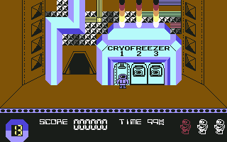 Space Doubt (Commodore 64) screenshot: Coming out of cryo