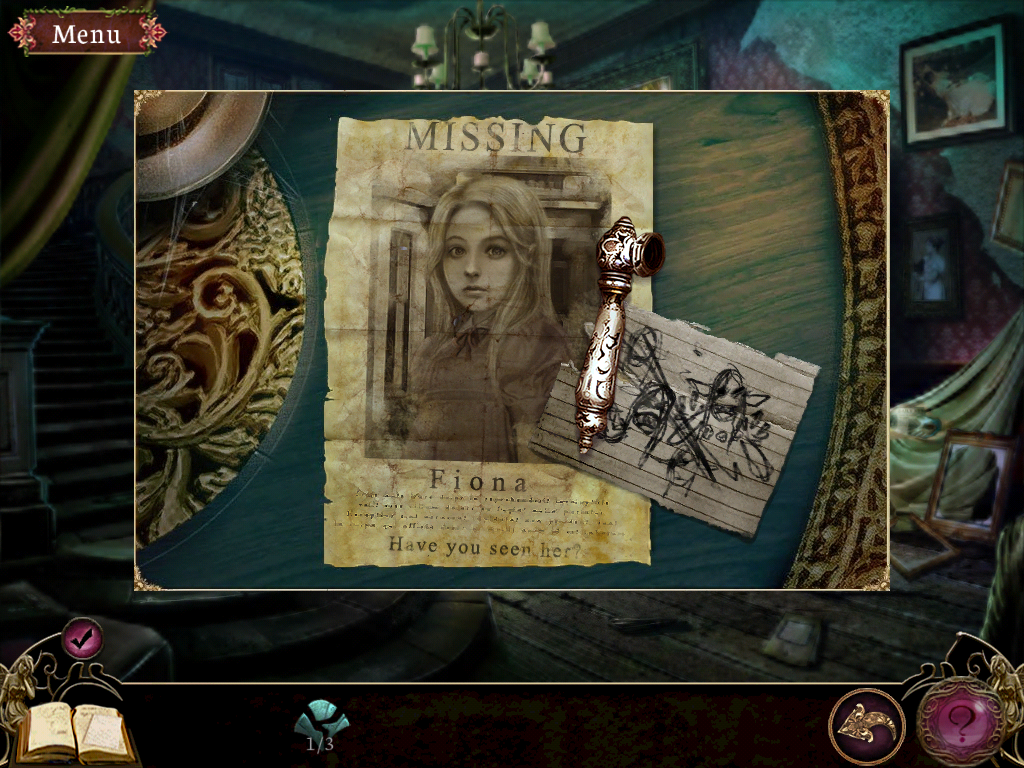 Otherworld: Spring of Shadows (Collector's Edition) (iPad) screenshot: Looking at the missing girl poster and back door handle