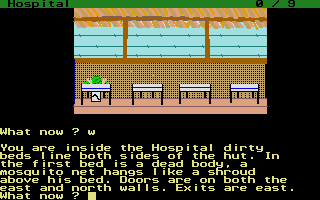 Death Camp (Atari ST) screenshot: In the hospital, a dead body lies on one of the beds.