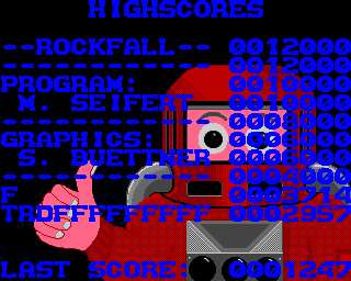 Rockfall (Acorn 32-bit) screenshot: High scores