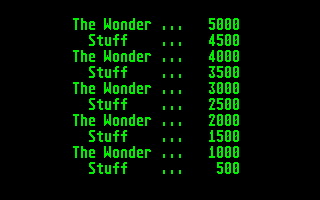 Dennis & Denise (Atari ST) screenshot: The high score table