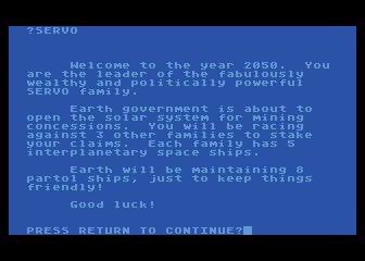 Planet Miners (Atari 8-bit) screenshot: Welcome to the game and setting up the players.
