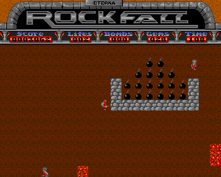Rockfall (Acorn 32-bit) screenshot: Level 4 - with bombs
