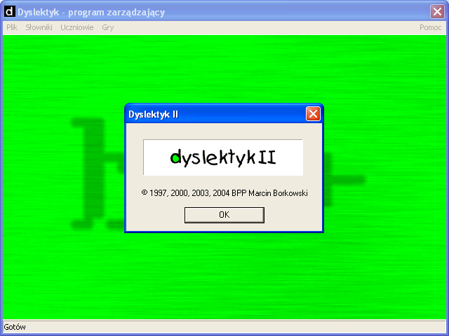 Dyslektyk 2 (Windows) screenshot: Game information