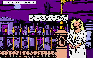 Brides of Dracula (Amiga) screenshot: Intro - Graveyard