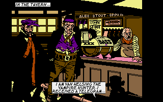Brides of Dracula (Amiga) screenshot: Intro - Tavern
