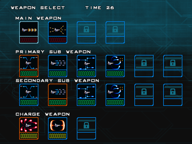 Satazius (Windows) screenshot: Weapon select menu