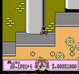 Time Zone (NES) screenshot: Crushed like Sonic in Robotnik's laboratory