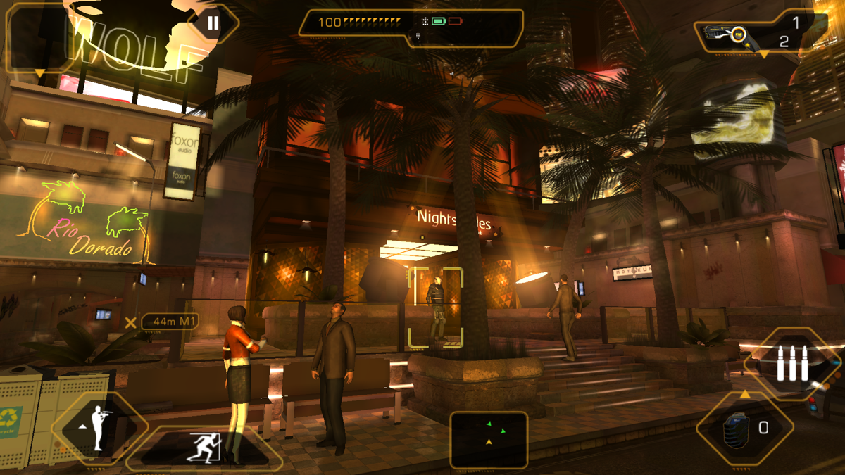 Deus Ex: The Fall (Android) screenshot: The hip nightclub "Nightshades".