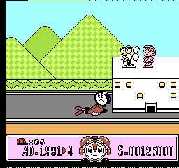 Time Zone (NES) screenshot: That Dr. Time always has a card in his sleeve