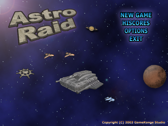AstroRaid (Windows) screenshot: Main menu