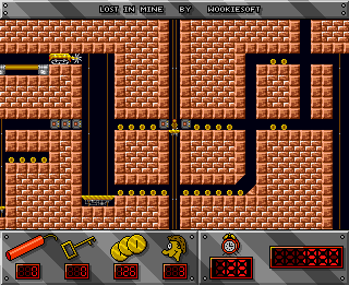 Lost in Mine (Amiga) screenshot: Coins everywhere