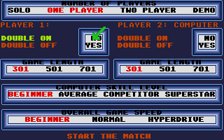Superstar Indoor Sports (Atari ST) screenshot: Darts options