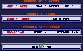 Superstar Indoor Sports (Atari ST) screenshot: Ping Pong options
