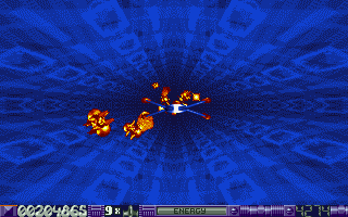Stardust (Atari ST) screenshot: Warp sequence started.