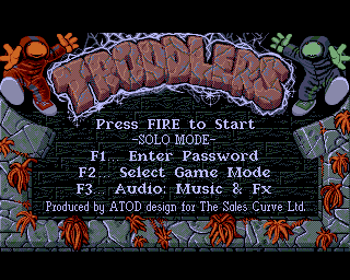 Troddlers (Amiga) screenshot: Start menu