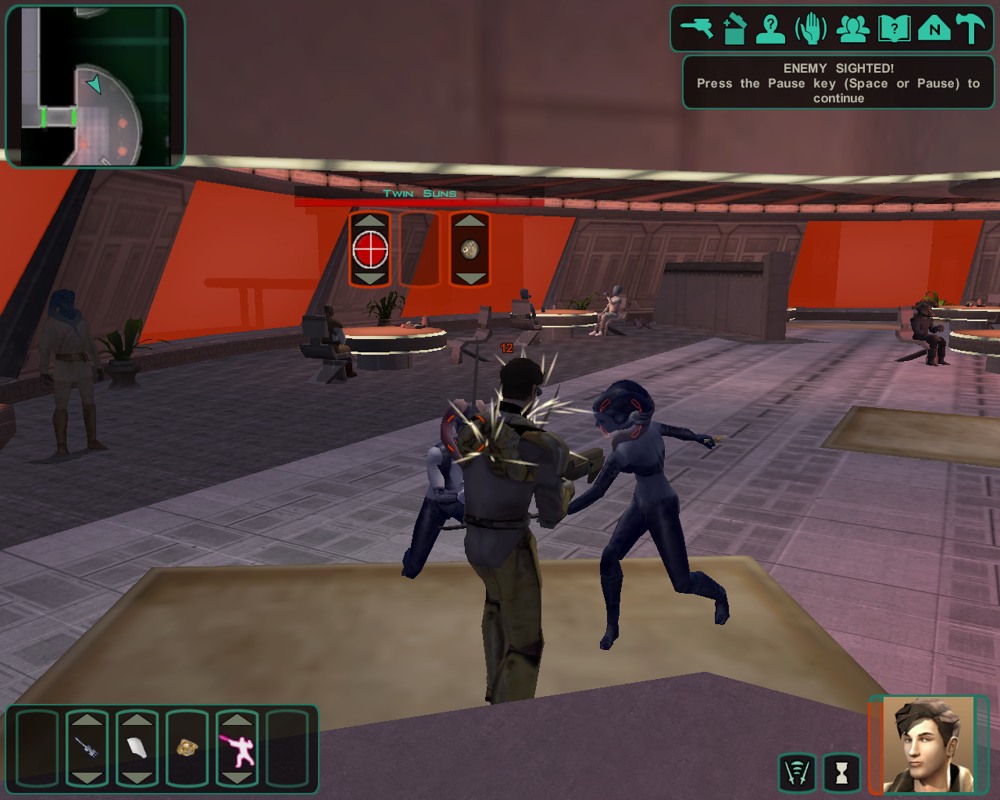 Star Wars: Knights of the Old Republic II - The Sith Lords (Windows) screenshot: This was the toughest fight of the entire game for me. Seriously. Those ladies are relentless!..