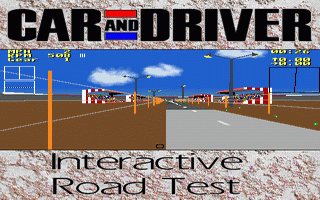 Car and Driver (DOS) screenshot: Demonstrating the small display option on the drag strip