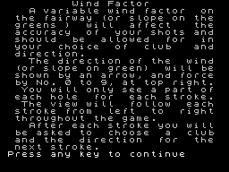Handicap Golf (ZX Spectrum) screenshot: Idiot wind