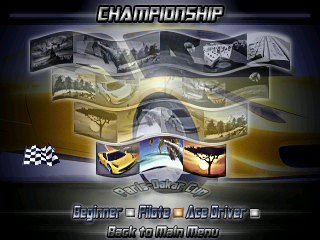 Racer 2 (Atari ST) screenshot: Championship. Most of the tracks are still locked. You start at the lowest tier, but can select the difficulty on each start