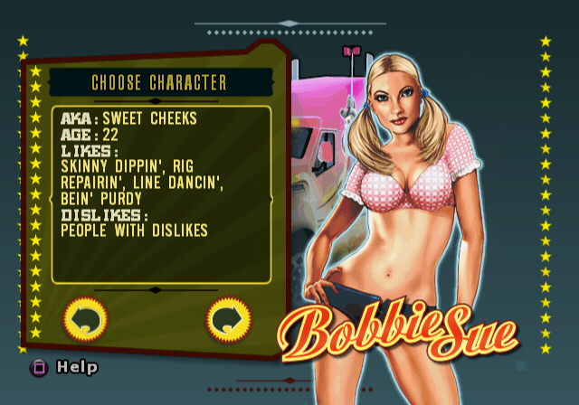 Big Mutha Truckers 2 (PlayStation 2) screenshot: Character selection.