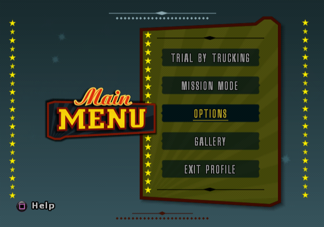 Big Mutha Truckers 2 (PlayStation 2) screenshot: Menu screen.