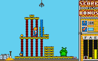 High Steel (Amiga) screenshot: Building the second floor