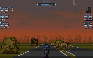 Black Viper (Amiga) screenshot: On the highway between Korev and Behamount